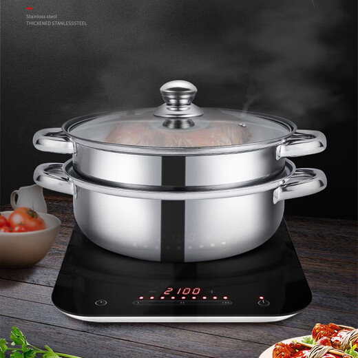 Lecker Lecker steamer household stainless steel double-layer steaming soup pot thickened version thickened version - soup and steaming dual-purpose pot 28cm
