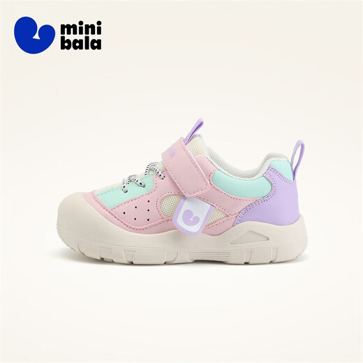 Minibala (minibala) children's shoes, children's toddler shoes, autumn new baby soft-soled anti-kick cushioning casual shoes for boys and girls, pink, size 25, suitable for feet length 15.5-16.0cm