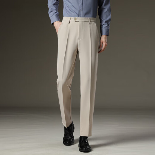 LESS IS MORE Lilang Men's Suit Pants 2025 Winter New Men's Thick Slim Straight Business Casual Nine-Point Pants Suit Pants Dark Gray Nine-Point Pants Plus Velvet 30 (Recommended 120-130 Jin Jin equals 0.5 kg)