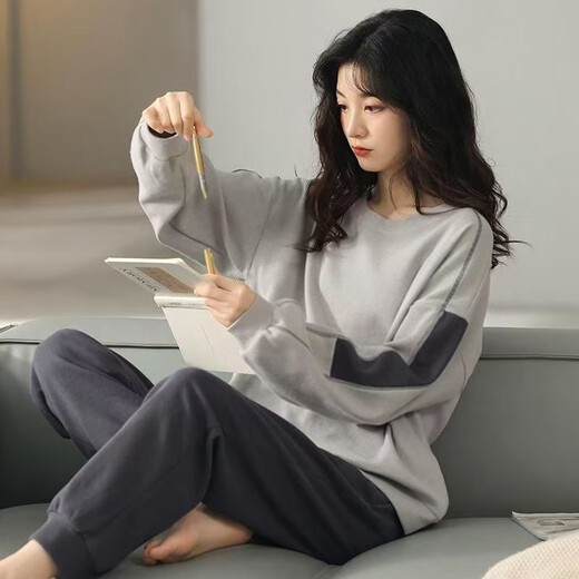 Yalu cotton pajamas with breast pads for women, spring and autumn pajamas, long-sleeved autumn and winter cotton, wearable home clothes set 9221 (cotton without breast pads) M recommended 80-105 Jin Jin equals 0.5 kg