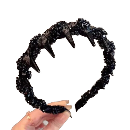 Princess of Paris Headband for Women 2025 New Light Luxurious Pressed Hair Headband Temperament Small Fragrance Style Beaded Wrap Hair Bundle Headband Princess of Paris Hairband Black 1 pc