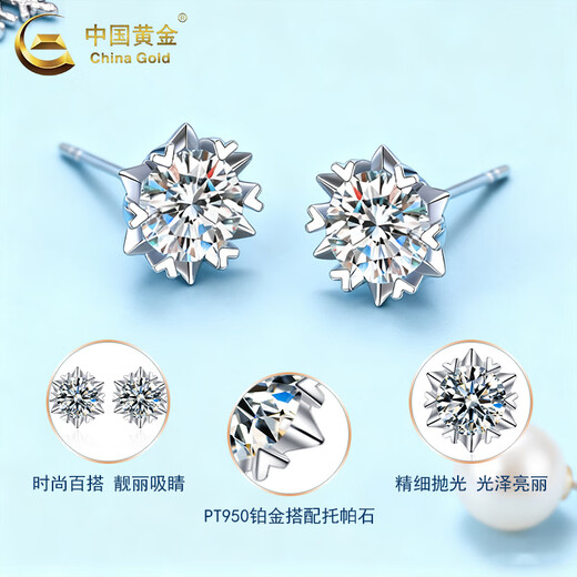 China Gold (CHINA GOLD) pt950 platinum earrings for women platinum five-pointed star topaz earrings Valentine's Day birthday gift for girlfriend and wife topaz five-pointed star earrings about 1.8g