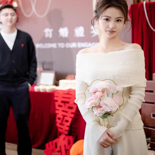 Vnxifm2025 new registration and certificate engagement dress one-shoulder sweater skirt elegant and decent two-piece set top-skirt L