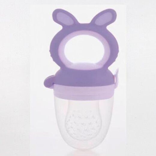 ZNMW baby bite bag, baby food supplement, fruit and vegetable, fruit-eating artifact, silicone push nipple, fruit puree, teeth grinding, bunny style + violet + medium net, random color