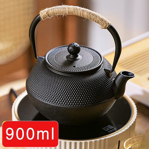 Zhenxiqi cast iron kettle filter teapot stove-cooked teapot large-capacity household tea maker kettle suitable for outdoor open flames portable iron kettle + stainless steel filter 900ml