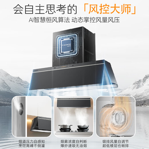 Casarte Xiaoxuanfeng max silent range hood Languang small cyclone range hood household 30 air volume large suction state subsidy smoke stove linkage Y5s (grey)