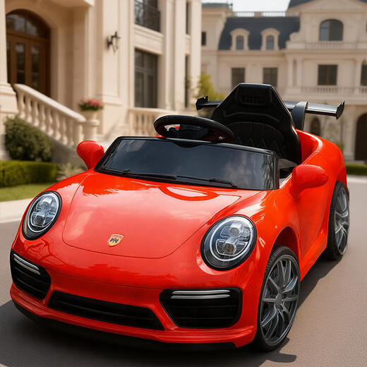 Hot Leopard children's electric car children's electric car four-wheel toy car large seatable remote control sports car one-year gift for men sports car red single drive + 6V4A battery
