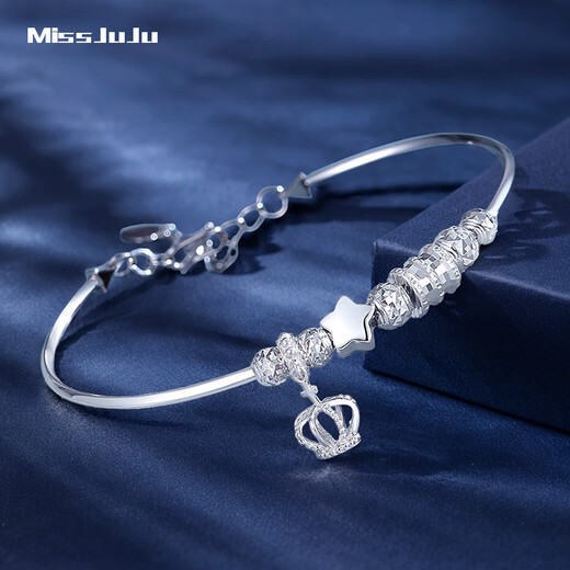 Miss JuJu pt950 platinum queen crown bracelet for women platinum fashion star small waist transfer bead bracelet weight 7.4-7.6g (53-57mm can be worn)