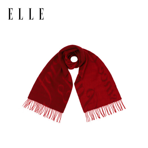 ELLE 100% sheep wool red scarf for women autumn and winter warm scarf jacquard fashion versatile gift box
