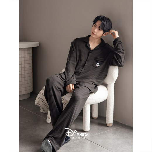 Beiyan couple pajamas women's new spring and autumn pure cotton long-sleeved Mickey couple home clothes high-end men's cardigan set C21063 women's M