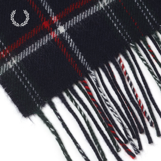 Fred Perry men's plaid woolen scarf 2025 autumn new retro college style tassel wool scarf NYP/white F