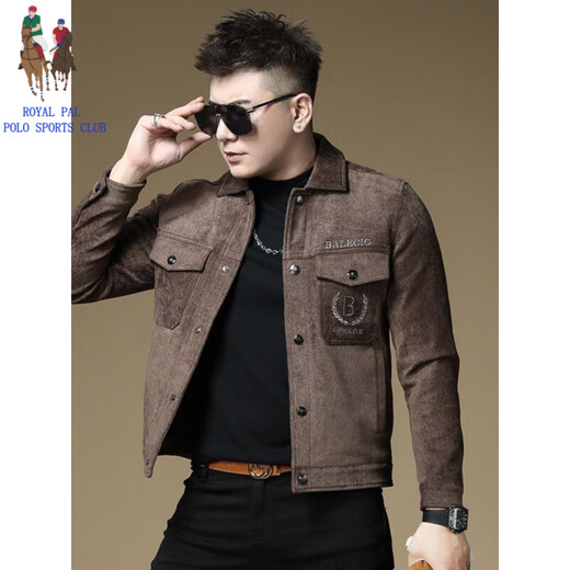 ROYAL PALM POLO SPORTS CLUB men's autumn new jacket men's European brand fashion trend sequin embroidery thickened warm long-sleeved jacket black (velvet) thickened 2XL recommended weight 135-150Jin Jin equals 0.5 kg
