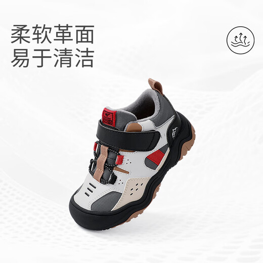 江博士（DR·KONG）冬季男女童加绒保暖儿童学步鞋 户外防滑耐磨儿童运动鞋 灰/黑 27 脚长约16.2-16.8