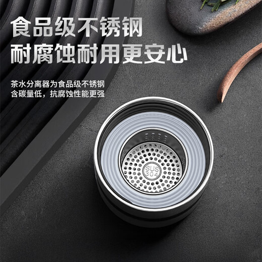 LINGCHEN tea and water separated tea cup, special high-end portable business double-layer glass cup for men to make tea, high temperature resistant tea cup
