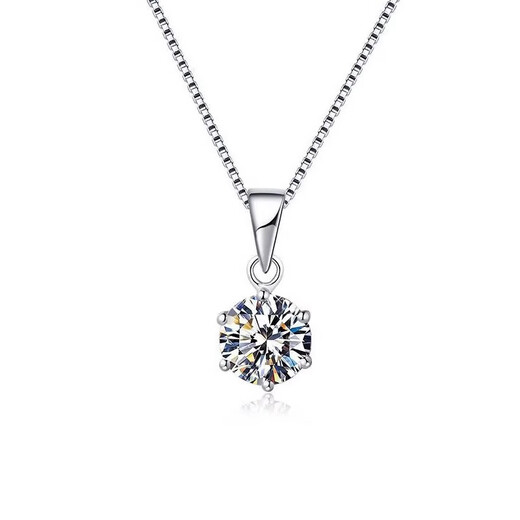 I Do platinum PT950 necklace classic six-claw 1 carat cultivated diamond single diamond pendant for proposal and engagement as a gift for girlfriend Classic six-claw-1 carat diamond necklace