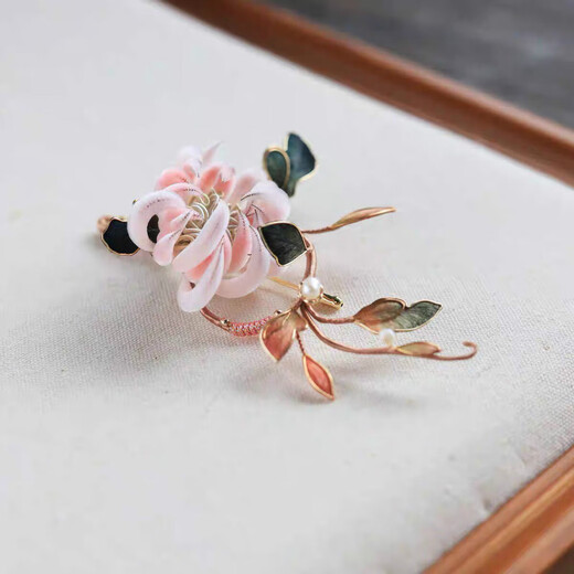 Meng Junchen Dongli Intangible Velvet Flower Hairpin Brooch National Style Ancient Method High-end Birthday Gift Cheongsam Hanfu Accessories Dongli Brooch
