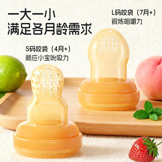 HOY BELL Bite Bag Baby Teething Glue Fruit-eating Artifact Oral Appetite Period Fruit and Vegetable Teething Push-In Food Aid Set