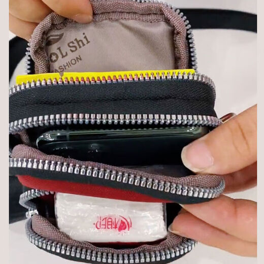 Jipindi Autumn and Winter Mobile Phone Small Bag Arm Bag 2024 Men and Women Mini Vertical Oxford Cloth Bag Three-layer Crossbody Lightweight Sports Bag Burgundy