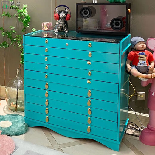 Pupan watch glasses cabinet display and storage paint cabinet jewelry multi-layer drawer bridal jewelry wedding dress jewelry display cabinet made of matte black 100*50*height 110m