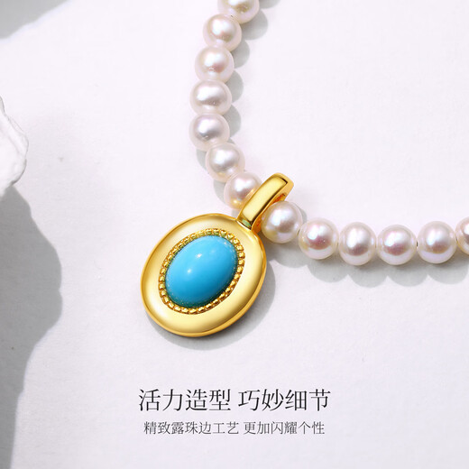 Hi Diamond Spot Oval Turquoise Pendant Gemstone Natural Colored Treasure Light Luxurious Temperament as a Birthday Gift for Your Girlfriend Turquoise Pendant (Silver Chain Delivered)