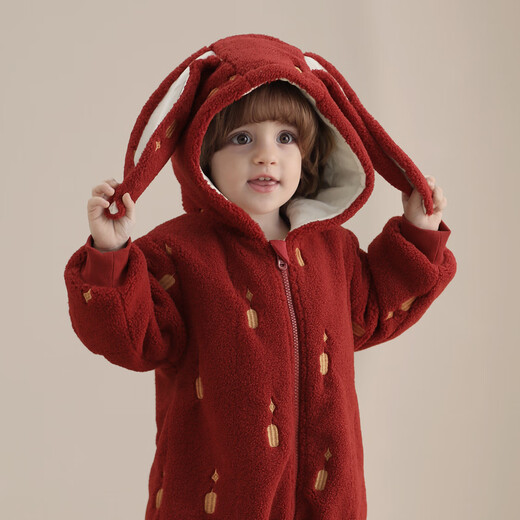Bali piglet baby lamb velvet quilted jumpsuit autumn and winter thickened warm cotton coat super cute cute cotton jacket baby winter cotton coat Goose Goose 90cm