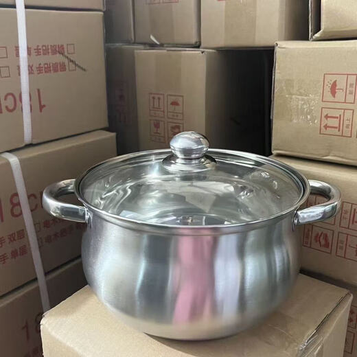 Stainless steel soup pot, upper and lower steaming, steaming steamed buns, cooking noodles pot, induction cooker, gas stove, universal hot pot cooking pot, thickened stainless steel color 22cm