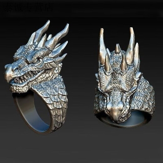 KZD Old Phoenix 999 sterling silver pure silver retro domineering and fierce men's dragon ring personalized creative silver magic dragon ring magic dragon head ring same style single pack same style
