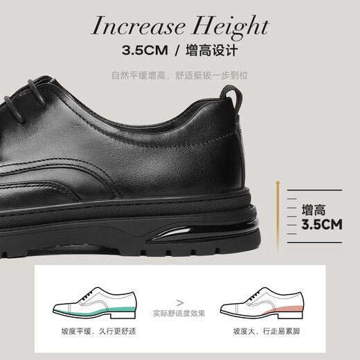 Belle Commuting Business Leather Shoes 2025 Men's Leather Pleated Height Casual Shoes A1373AM4 Black 2 40