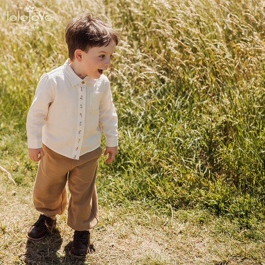 LELE JOVE children's shirt for boys long-sleeved cotton versatile thin early autumn new style 25 daylight white 80 cm