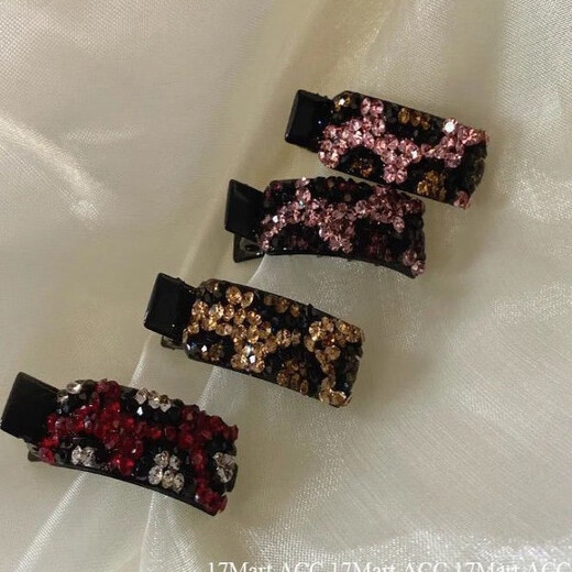 Korean temperament, exquisite and versatile, colorful sparkling diamond side bangs clip for girls, fashionable new year style high-end duckbill clip, colorful sparkling diamond duckbill clip, mixed color 3 pieces