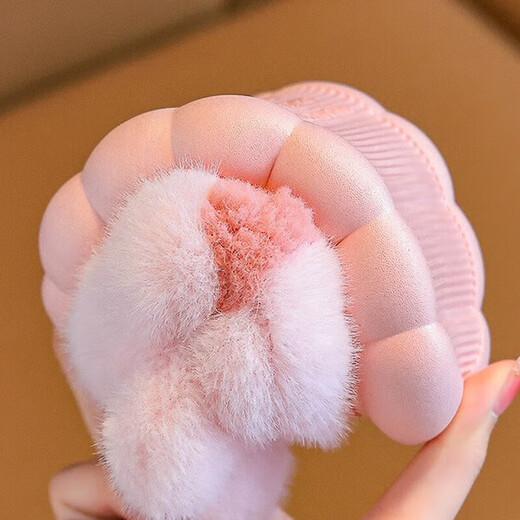 Jin Bingsheng children's cotton slippers for winter, middle and large children's bags with heels, non-slip thick soles, warm shoes, plus velvet and thickened rabbit cotton shoes, pink rabbit, plus velvet and thick | non-slip thick soles, 30-31 sizes, inner length 19CM