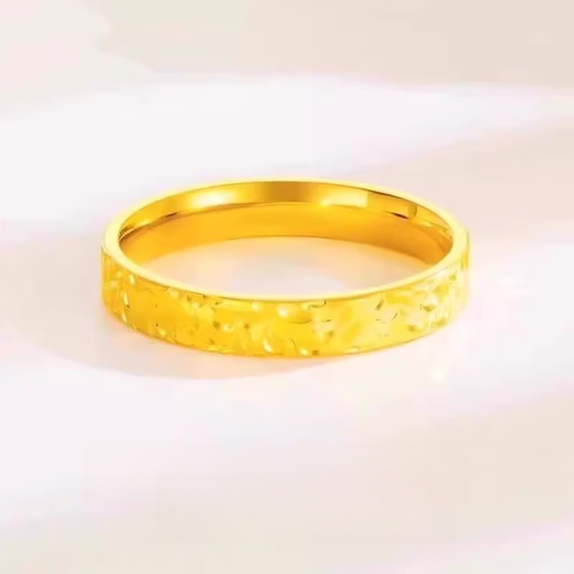Erli Broken Ice Gold Ring for Men and Women Couple Rings Pure Gold 999 Solid Ring Pure Gold Covered with Silver Ring Gift Broken Ice Gold Ring Gold Weight Approximately 1.8g No. 15