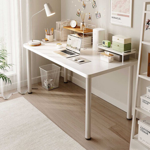 Desk computer table student study home bedroom long table girls makeup table simple office writing desk table white 120x60 upgraded version