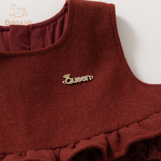 Banxidi girls dress autumn and winter new fashionable baby princess dress suit one-year-old dress winter children's mesh skirt red 100