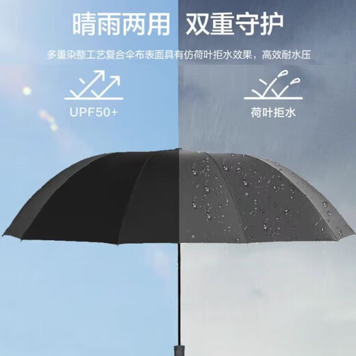 Umbrella, extra large parasol, reinforced, thickened, wind-resistant, student male and female semi-automatic sun protection sun umbrella, manual 8-bone black glue, about 100cm, beige
