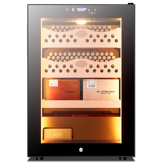 He Jiagong 50C1 Intelligent Temperature and Humidity Control Cigar Cabinet Cedar Wood Mini Small Household Embedded Wine Cabinet 50C1 Black Simple Box Naked Care + Constant Temperature and Humidity + Cedar Wood Cigar Blue