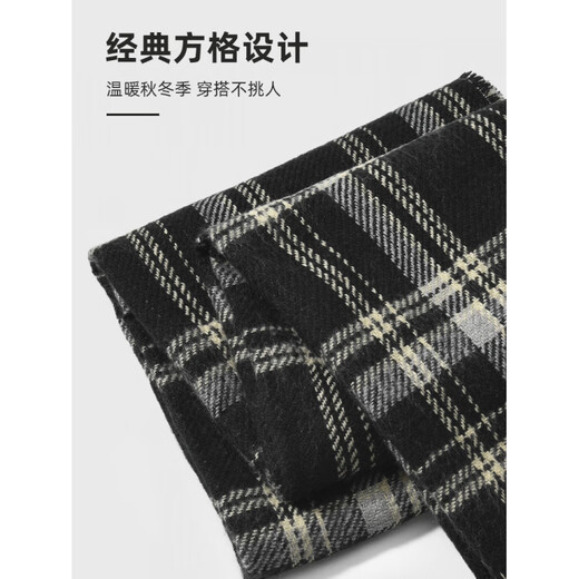 Woodpecker (TUCANO) scarf men's winter 2025 new versatile Korean plaid scarf for women as a gift for boyfriend, couple neck scarf to keep warm, double-sided wear-black, ready for immediate delivery, main picture style