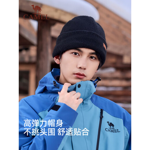 Camel Warm Knitted Hat Men's 2025 New Autumn and Winter Windproof Baotou Hat Cold Hat Black Wool Hat Phantom Black