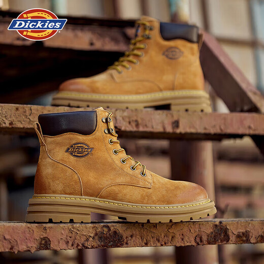 Dickies men's Martin boots high-top fashionable men's boots work boots couple boots men's earthy yellow 41-men's style