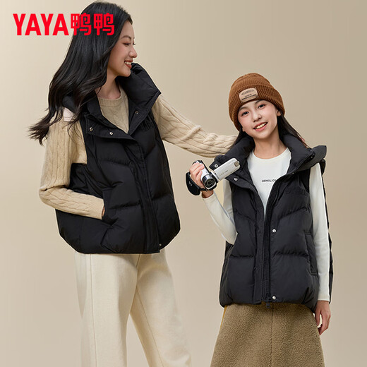 Yaya (YAYA) Down Vest Women's Outer Wear 2025 New Parent-child Clothing Fashion Korean Style Loose Trendy Casual Warm Waistcoat HF Black M (170) Adult Clothing