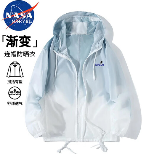 NASA MARVEL Sonnenschutzkleidung Herren leichte Jacke Sommer Sonnenschutzkleidung atmungsaktiv schnell trocknend Ice-Sense Skin Kleidung Grau L