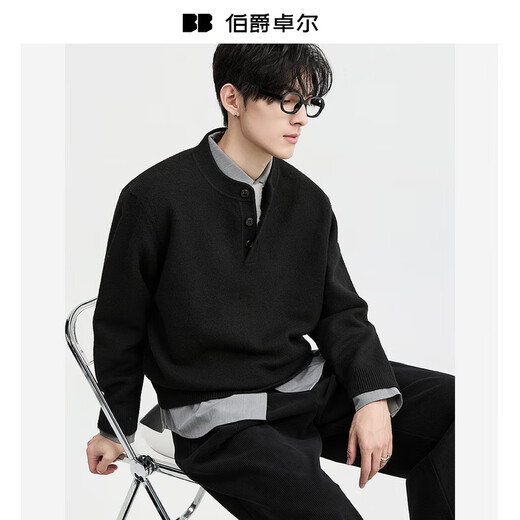 Earl Zall Henry Collar Design Commuting Casual Sweater Men's 2025 Autumn New Men's Sweater Y541488 Mocha Color L (175)