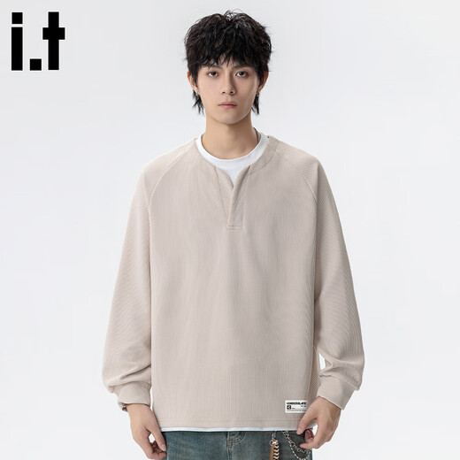 CHOCOOLATE it2025 Autumn Henry Collar Sweatshirt Men's Loose Casual Pullover Black M Recommended 110Jin Jin is equal to 0.5kg -125Jin Jin is equal to 0.5kg
