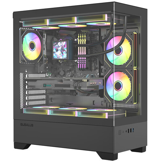 大水牛（BUBALUS）玄之境黑色 无立柱海景房电脑主机箱（支持ATX主板/360水冷位/钢化玻璃/长显卡/垂直风道）