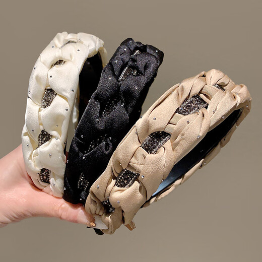 Senqi high-ceiling rhinestone twist headband for women, high-end, fashionable and stylish headband for going out, versatile face-showing small hairpin accessories H547 temperament twist rhinestone three-piece set