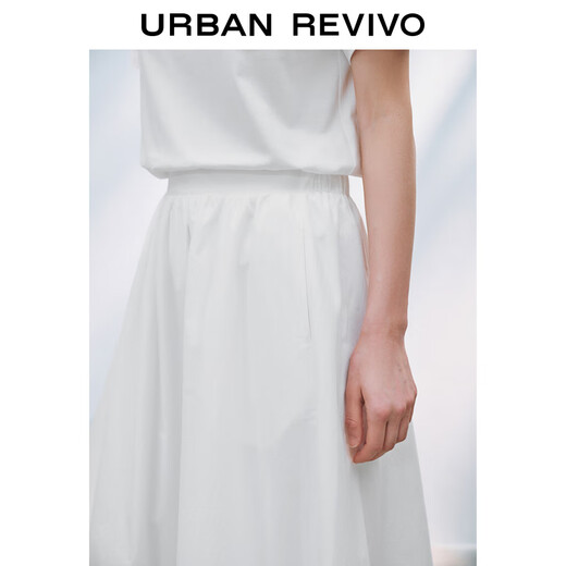 UR2025 new summer women's wave style super loose and versatile elastic waist skirt UWM550013 original white (loose) S (XS-S)