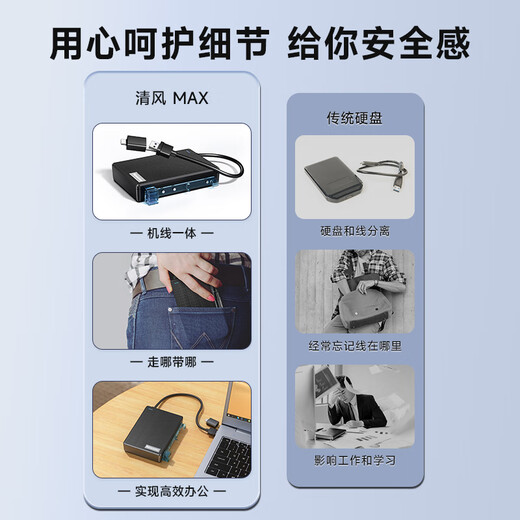 Newman (Newsmy) Disco duro móvil de 1TB copia de seguridad de doble disco mecánico Qingfeng MAX versión metálica USB3.0 máquina integrada y cable 2,5 pulgadas Copia de seguridad de datos estable y duradera azul costero