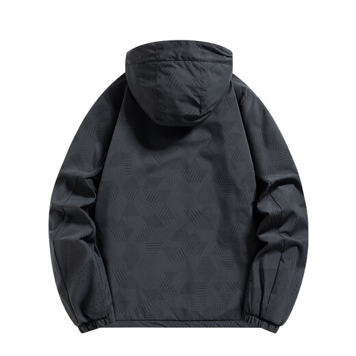 JEEP SPIRIT cotton jacket men's winter hooded velvet windproof jacket men's warm cotton jacket dark gray L