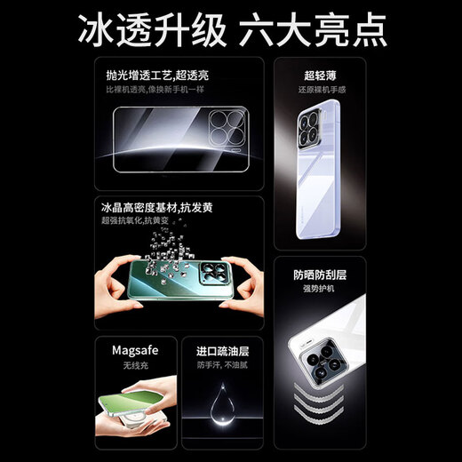 Xuanka German ice crystal suitable for Xiaomi 13 mobile phone case Xiaomi 13 protective cover transparent lens all-inclusive ultra-thin magnetic charging anti-fall cooling for men and women