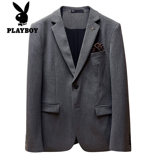 Playboy (Playboy) мужской высококачественный костюм Корейская версия Большой жених Свадебное платье Стрим профессиональный формальный костюм Средний серый набор с двумя частями (костюм + брюки) XL 125-135 JIN [JIN равно 0,5 кг]